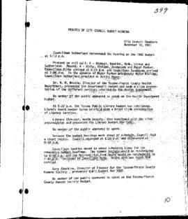 City Council Meeting Minutes, November 18, 1981