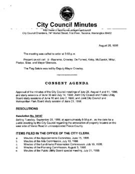 City Council Meeting Minutes, August 25, 1998