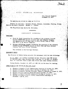City Council Meeting Minutes, November 15, 1977
