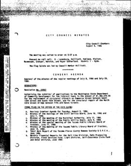 City Council Meeting Minutes, August 5, 1986