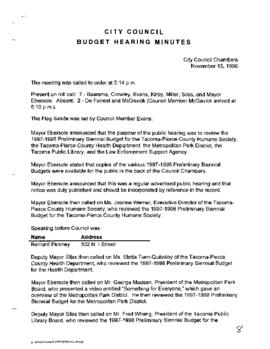 City Council Meeting Minutes, November 13, 1996