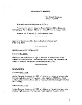 City Council Meeting Minutes, October 19, 1993