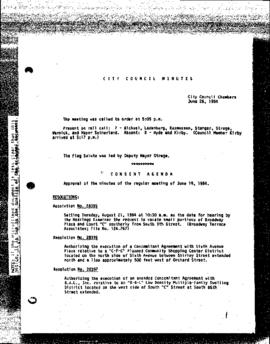 City Council Meeting Minutes, June 26, 1984