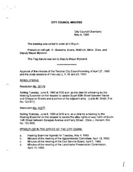 City Council Meeting Minutes, May 4, 1993