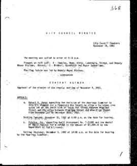 City Council Meeting Minutes, November 16, 1982