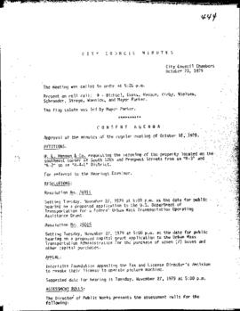 City Council Meeting Minutes, October 23, 1979