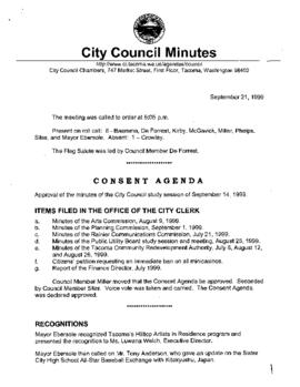 City Council Meeting Minutes, September 21, 1999