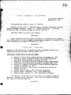 City Council Meeting Minutes, December 13, 1977