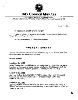 City Council Meeting Minutes, March 17, 1998