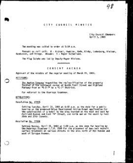 City Council Meeting Minutes, April 5, 1983