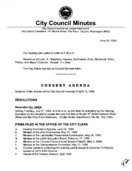City Council Meeting Minutes, June 15, 1999
