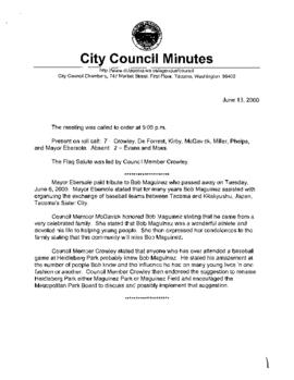 City Council Meeting Minutes, June 13, 2000