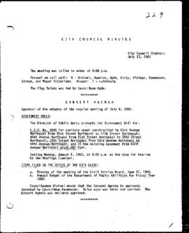 City Council Meeting Minutes, July 13, 1982