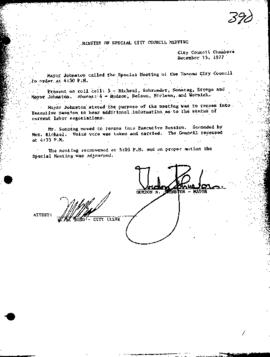 City Council Meeting Minutes, Special, December 13, 1977