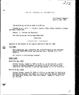 City Council Meeting Minutes, July 5, 1983