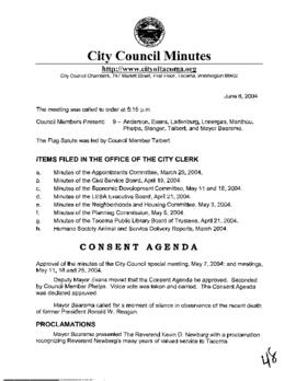 City Council Meeting Minutes, June 8, 2004