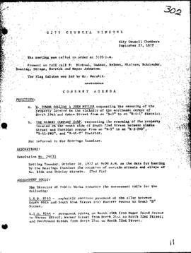 City Council Meeting Minutes, September 27, 1977