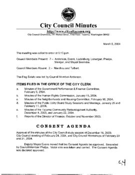 City Council Meeting Minutes, March 9, 2004