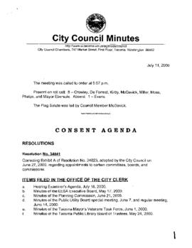 City Council Meeting Minutes, July 11, 2000