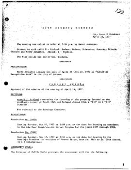 City Council Meeting Minutes, April 26, 1977