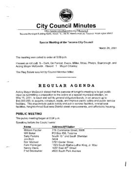 City Council Meeting Minutes, March 26, 2001