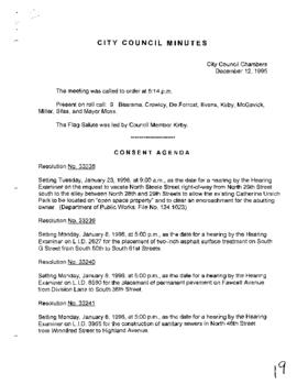 City Council Meeting Minutes, December 12, 1995