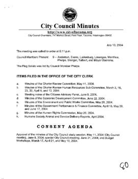 City Council Meeting Minutes, July 13, 2004