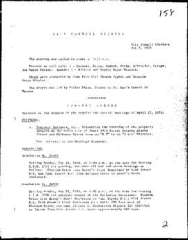 City Council Meeting Minutes, May 2, 1978