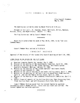 City Council Meeting Minutes, May 5, 1992