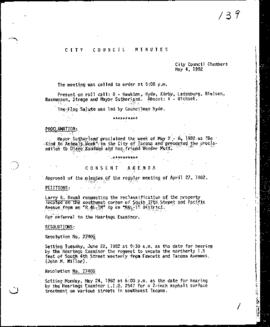 City Council Meeting Minutes, May 4, 1982