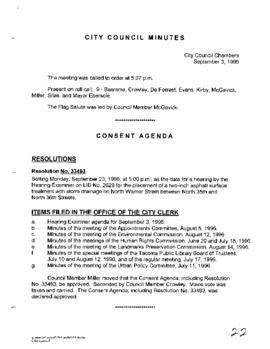 City Council Meeting Minutes, September 3, 1996