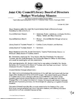 City Council Meeting Minutes, October 20, 2004