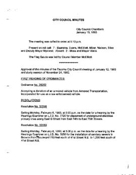 City Council Meeting Minutes, January 19, 1993