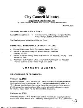 City Council Meeting Minutes, March 8, 2005
