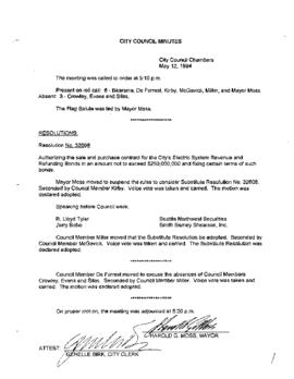 City Council Meeting Minutes, May 12, 1994