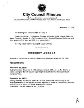 City Council Meeting Minutes, November 17, 1998