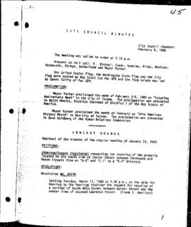 City Council Meeting Minutes, February 5, 1980