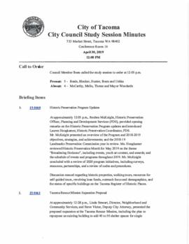 City Council Study Session Minutes, April 30, 2019