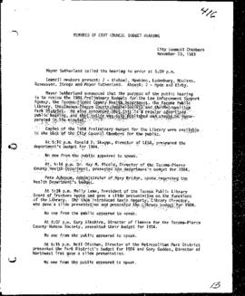 City Council Meeting Minutes, November 23, 1983