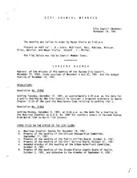 City Council Meeting Minutes, November 19, 1991