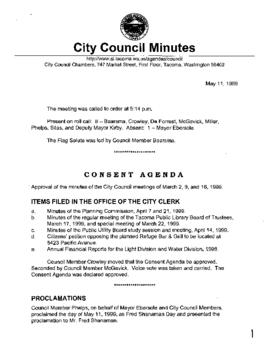 City Council Meeting Minutes, May 11, 1999