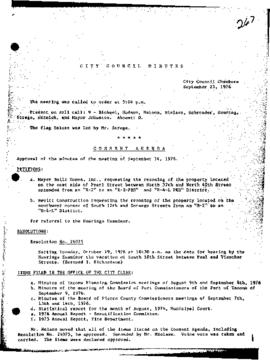 City Council Meeting Minutes, September 23, 1976