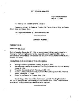 City Council Meeting Minutes, August 23, 1994