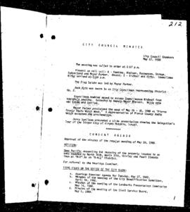 City Council Meeting Minutes, May 27, 1980
