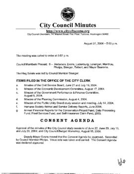 City Council Meeting Minutes, August 31, 2004
