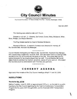 City Council Meeting Minutes, April 25, 2000