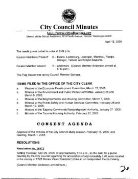 City Council Meeting Minutes, April 12, 2005