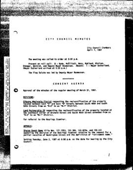City Council Meeting Minutes, April 7, 1987