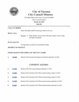 City Council Meeting Minutes, October 1, 2019