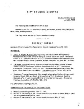 City Council Meeting Minutes, June 27, 1995